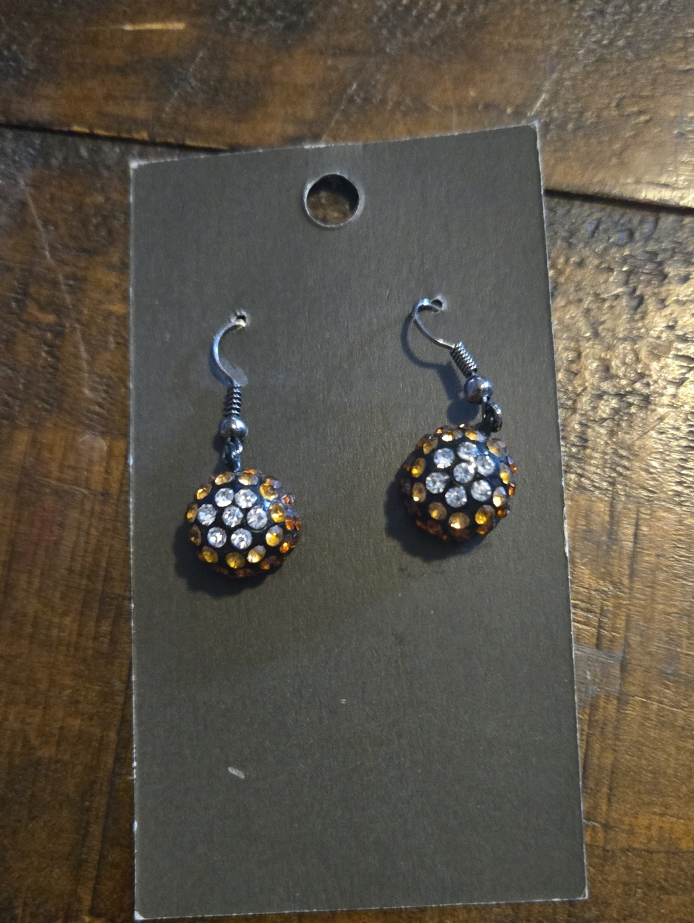 Crystal Cluster Drop Earrings in Amber and Clear